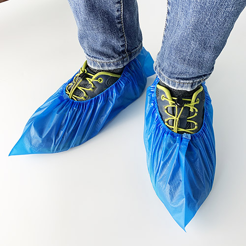 Disposable Plastic  Medical  Blue CPE Shoe covers