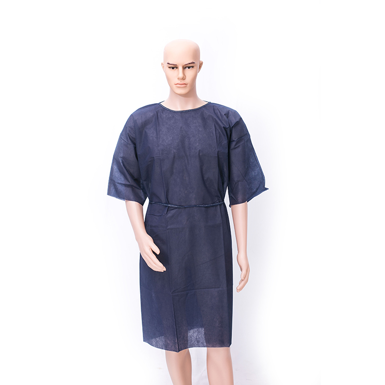 Disposable non woven single use dark blue patient gown medical